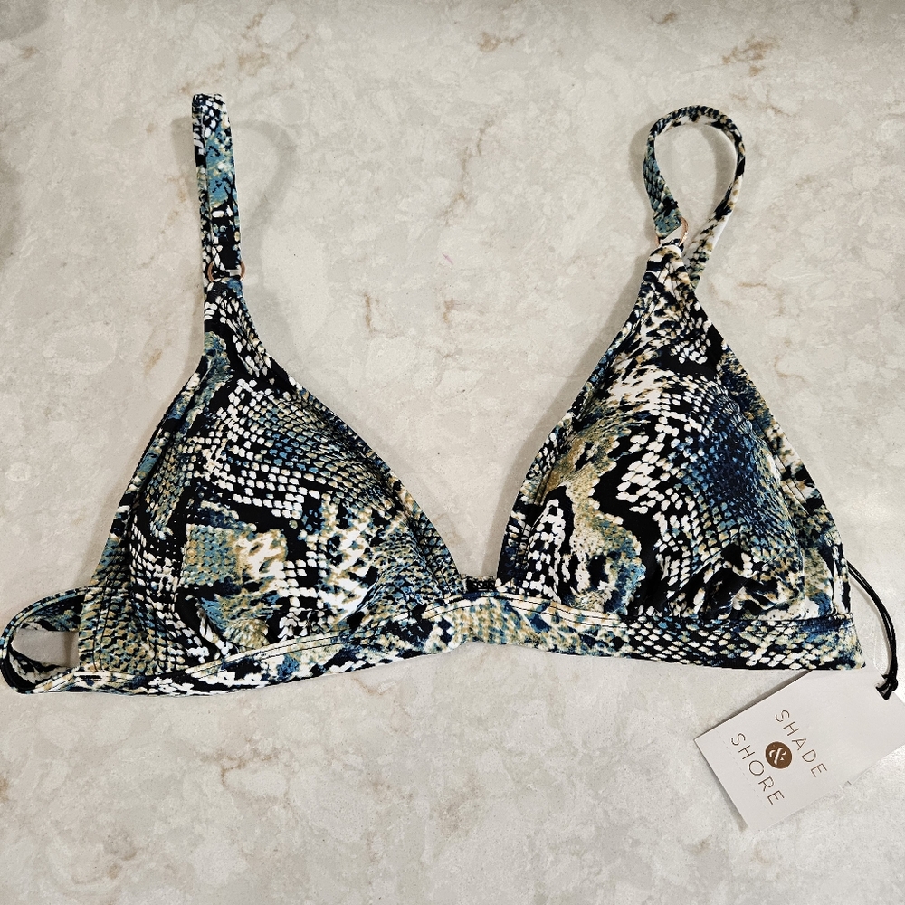 NWT Shade & Shore Blue Snake Print Bikini Top Size Medium